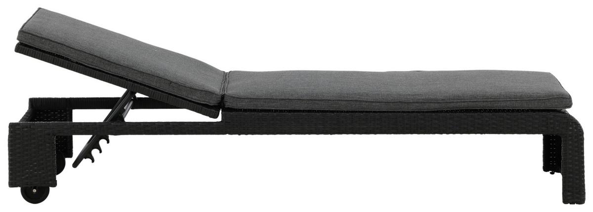Sonnenliege London Kunststoff verstellbar - Schwarz, KONVENTIONELL, Kunststoff (60/32/196cm) - Gardenson