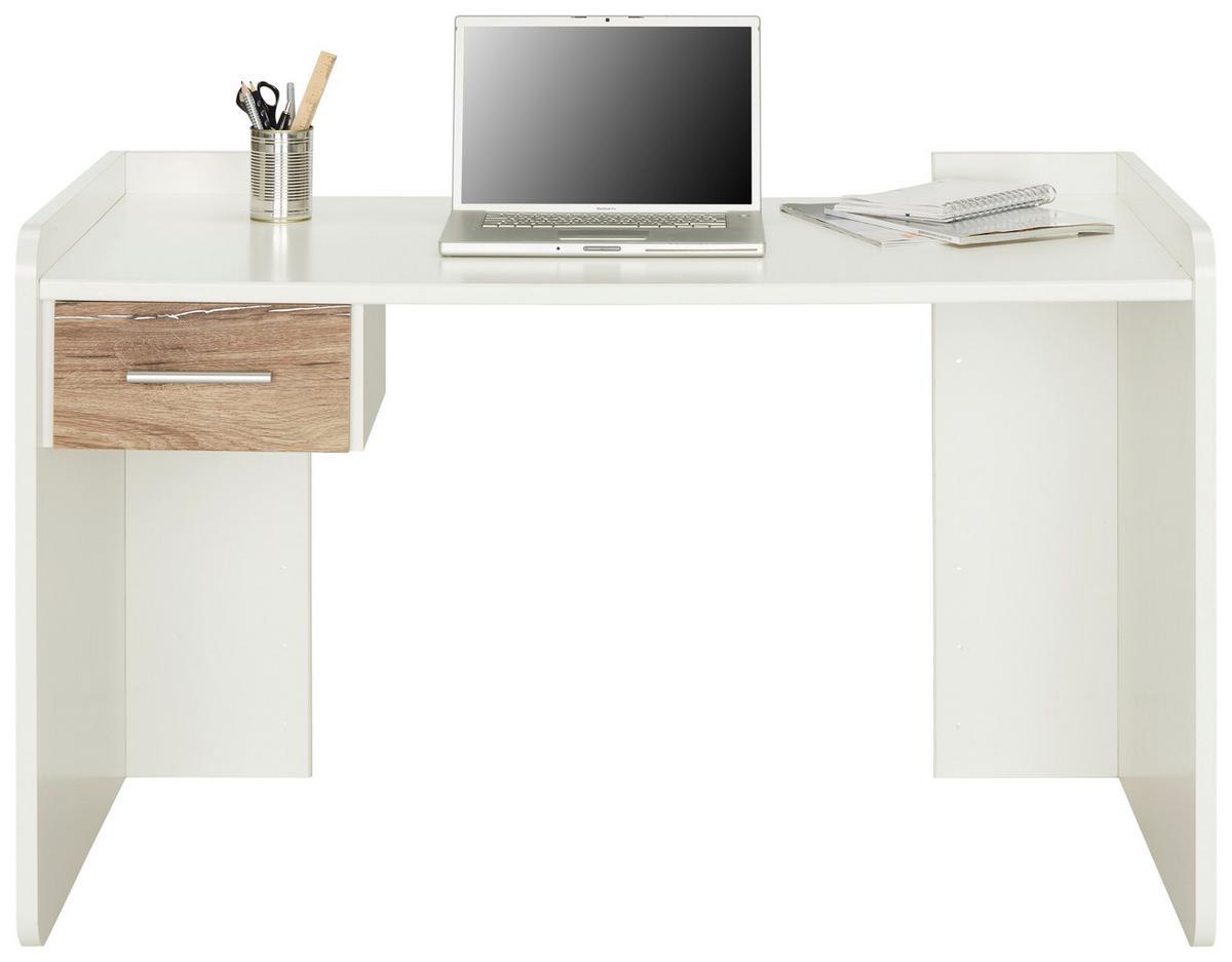 Písací stôl YOUNG dekor biela/dub Flagstaff - biela/farba duba, Konventionell, kompozitné drevo/plast (125/77/70cm)