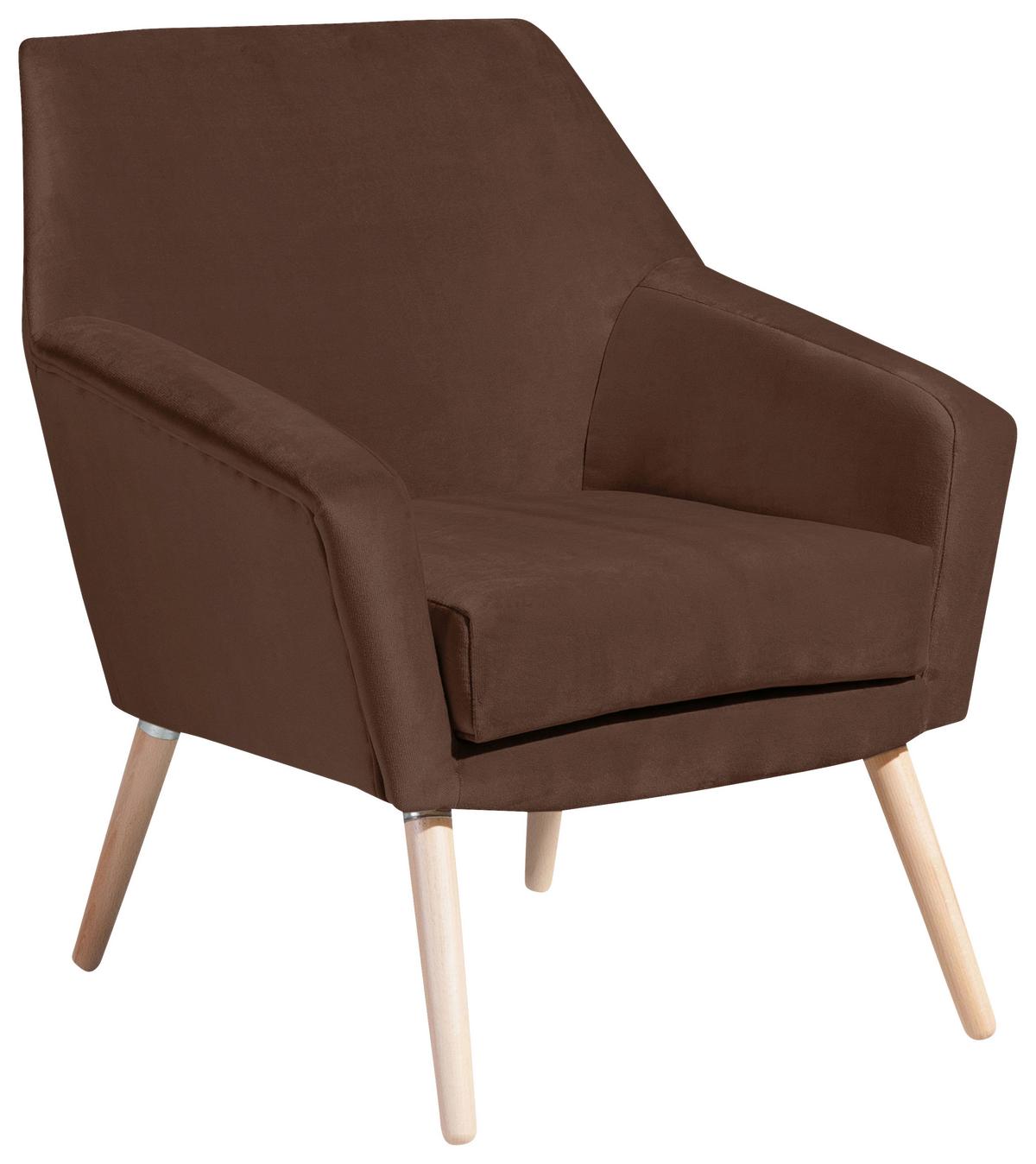 Polstersessel Mit Armlehnen Alegro Samt Braun - Buchefarben/Braun, Design, Textil (67/81/71cm) - Max Winzer