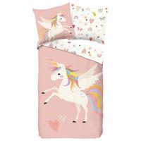 Jugendbettwäsche Unicorn Rosa Rot 135x200 cm - Rot/Rosa, Design, Textil (135/200cm)