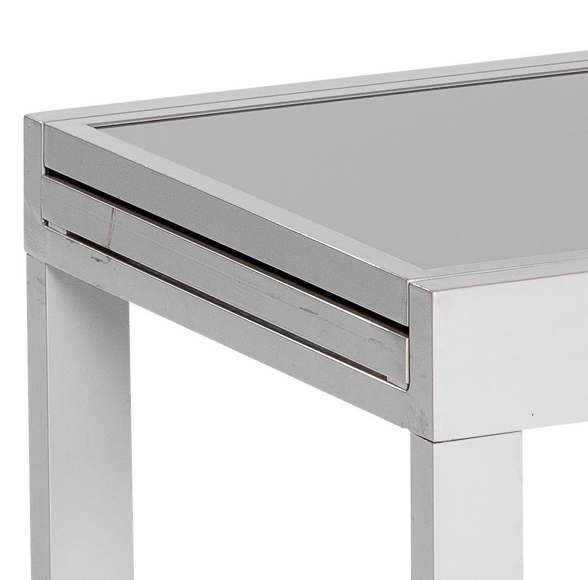 Balkontisch Ausziehbar Ambia Garden Metall/glas 65 Cm - Silberfarben, KONVENTIONELL, Glas/Metall (65/65/75cm) - Gardenson