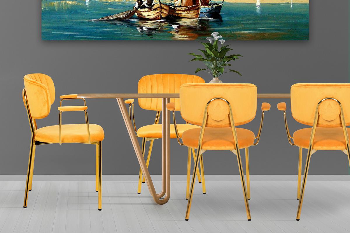 Stuhl-set Giselle 225 Hellorange - Goldfarben/Orange, Design, Kunststoff/Metall (63/80/51cm) - Kayoom