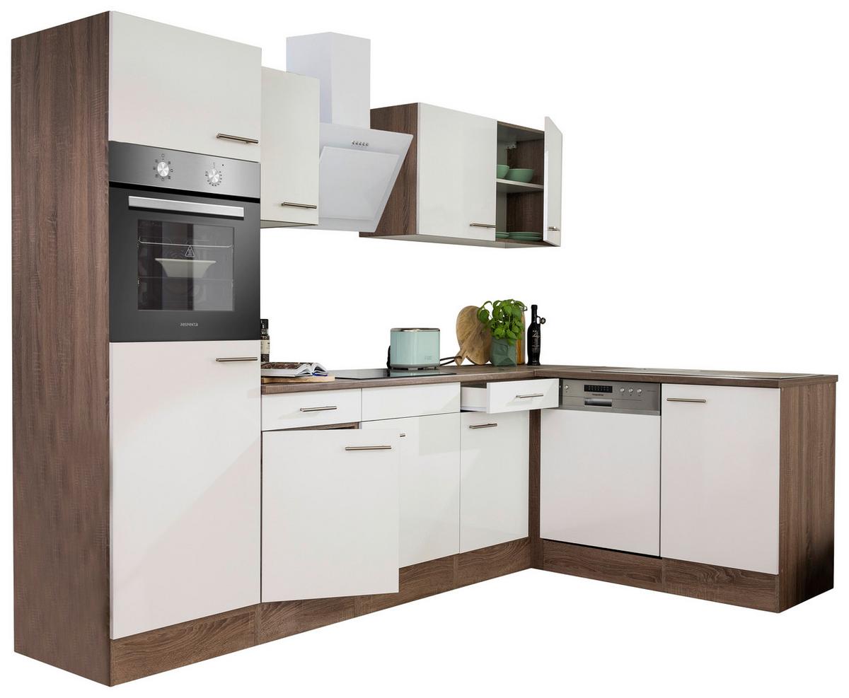 Eckküche Oliver L-Küchenblock 280 Cm - Eichefarben/Weiß, Basics, Holzwerkstoff (280/172cm) - Respekta