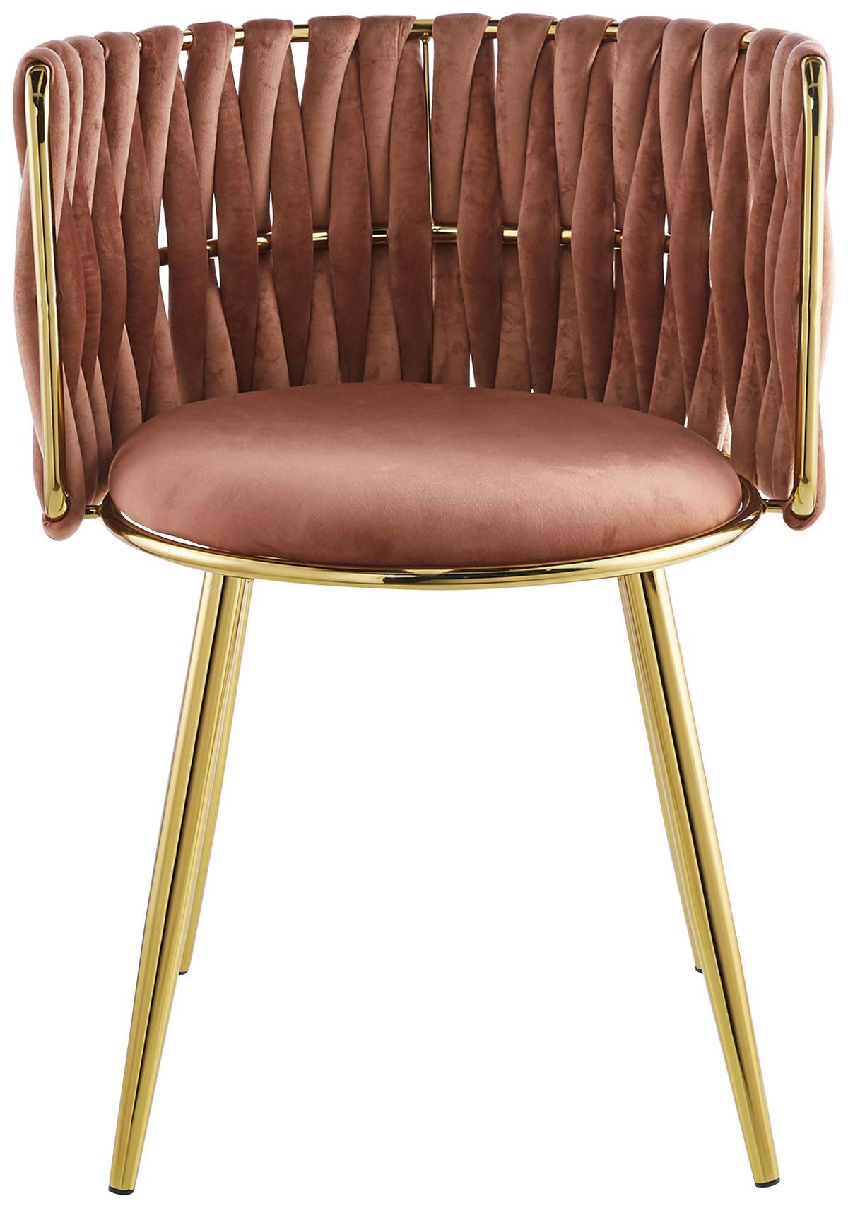 Sada stoličiek s podrúčkami staroružová - zlatá/staroružová, Modern, kov/textil (57/80/53cm) - MID.YOU