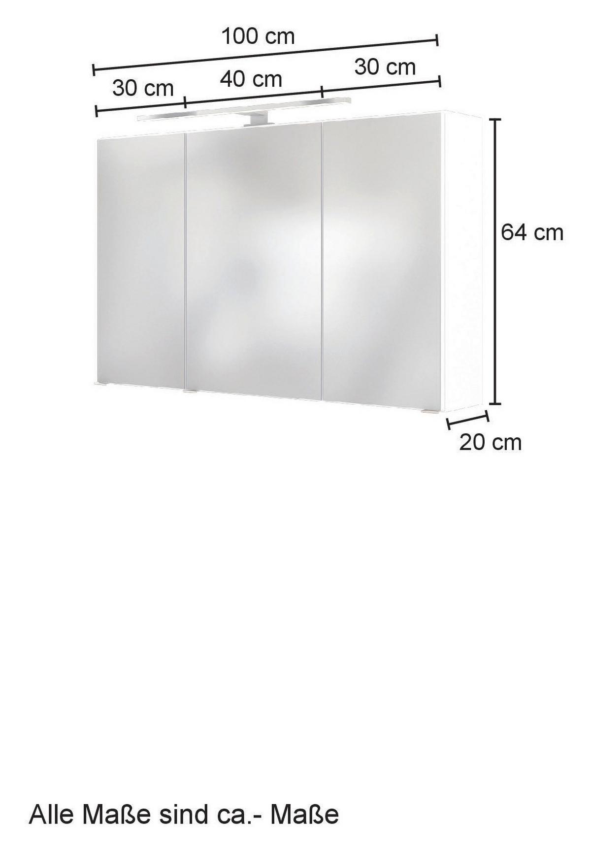 Spiegelschrank Pienza Led 3 Türen Bht: 100x64x20 Cm - Eiche Wotan, MODERN, Holzwerkstoff (100/64/20cm) - Held