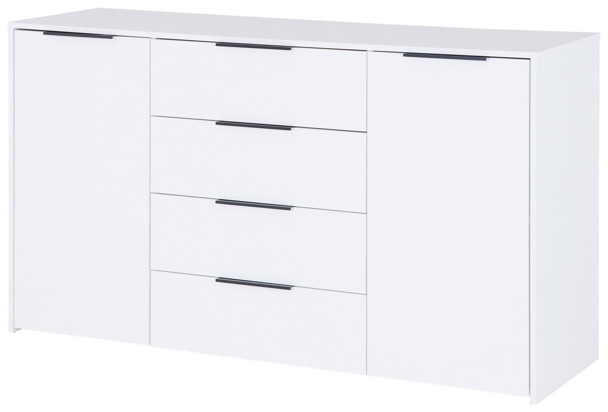 KOMODA ALAN 5 - bílá/černá, Moderní, kompozitní dřevo (161/93,4/50cm) - Luca Bessoni