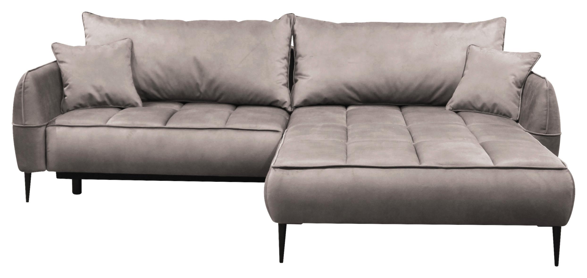 Ecksofa mit Bettkasten Letto 260x189 cm Velours Beige - Beige/Schwarz, Design, Textil (260/189cm) - MID.YOU