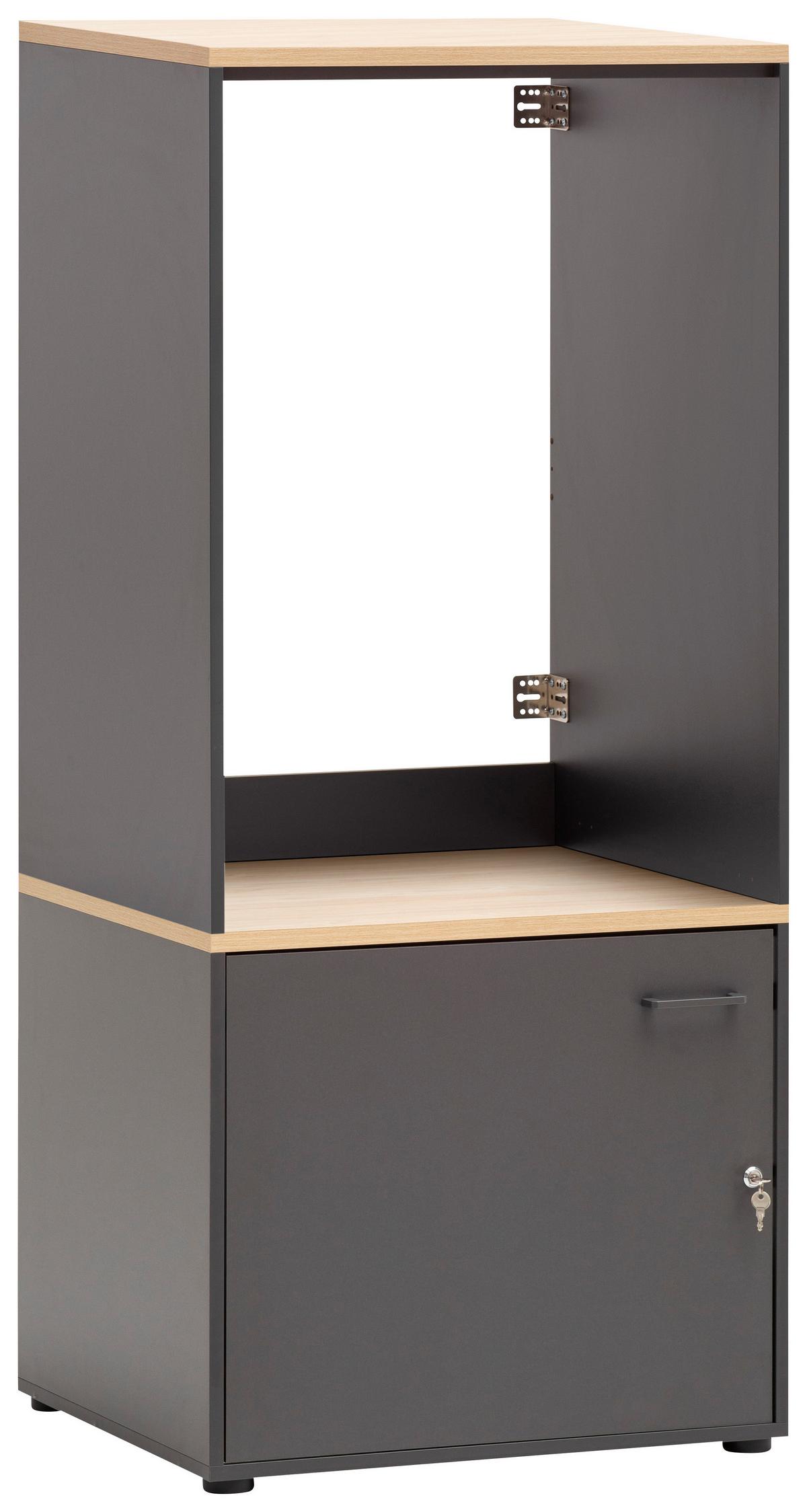 Waschmaschinenschrank Antharzit/Eichefarben B:67,1cm - Eichefarben/Anthrazit, MODERN, Holzwerkstoff (67,1/154,7/60cm) - MID.YOU