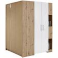 Eckschrank Begehbar mit Regal 150cm Box, Eiche Dekor/Weiß - Eichefarben/Weiß, MODERN, Holzwerkstoff (150/205/120cm) - Ondega