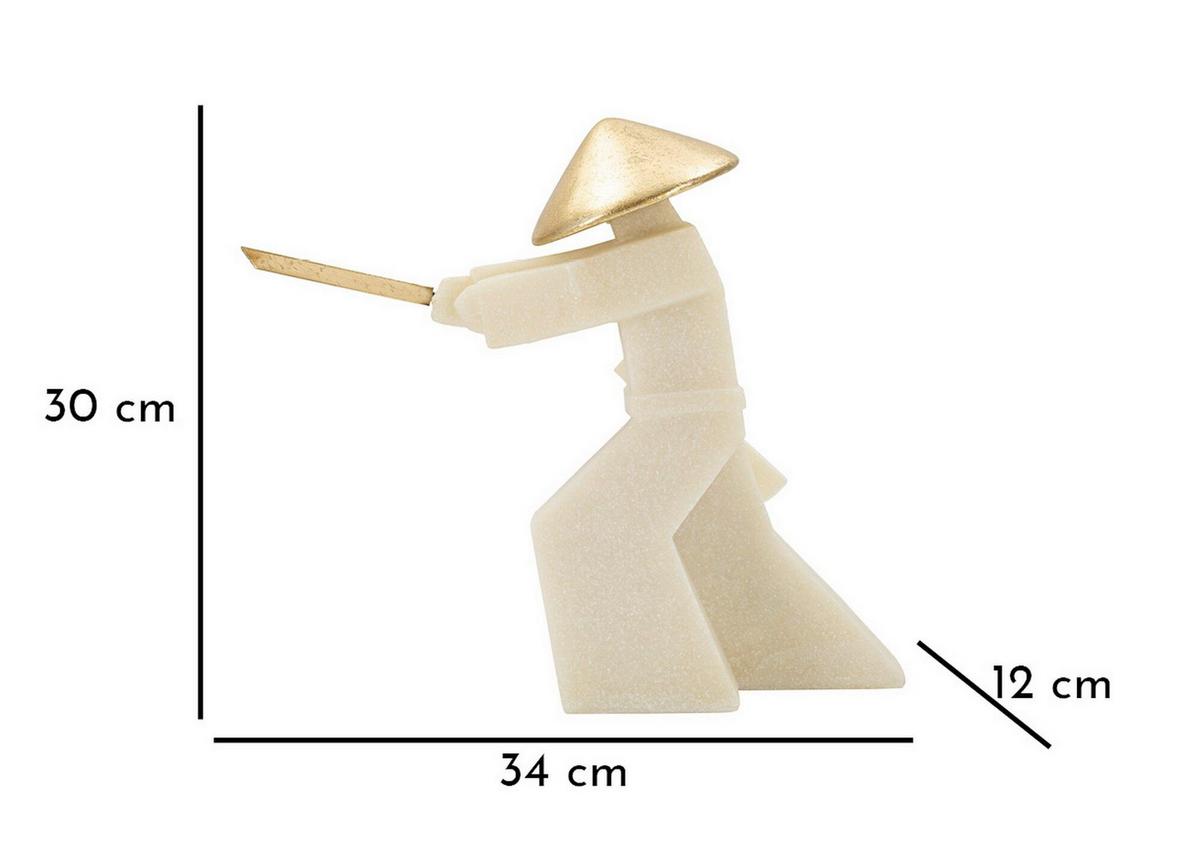 Skulptur Kunststoff/metall, Weiß/gold - Basics, Kunststoff/Metall (34/30/12cm)