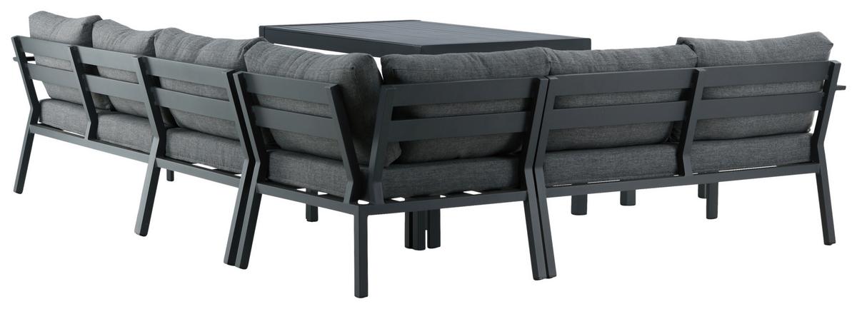 Loungegarnitur 5-Tlg Ramos aus Metall/Textil mit Kissen - Schwarz/Grau, KONVENTIONELL, Textil/Metall (294/210cm) - Gardenson