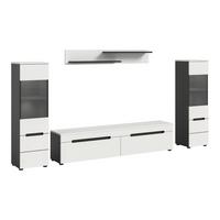 WOHNWAND Canu Weiß B: 272cm - Schwarz/Weiß, Design, Holzwerkstoff (272/141/33cm) - Livetastic