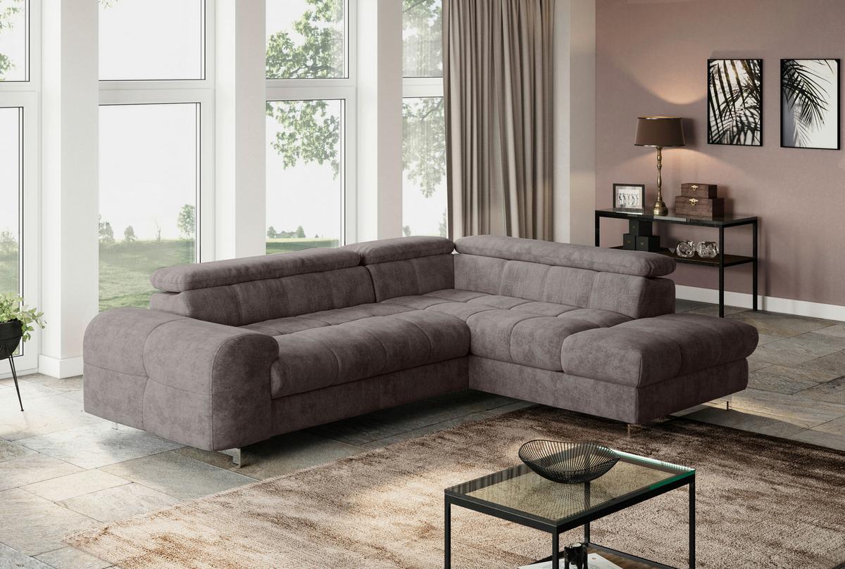 Ecksofa mit Schlaffunktion Cloud Dunkelbraun 257x206 cm - Chromfarben/Dunkelbraun, KONVENTIONELL, Textil (257/206cm) - Livetastic