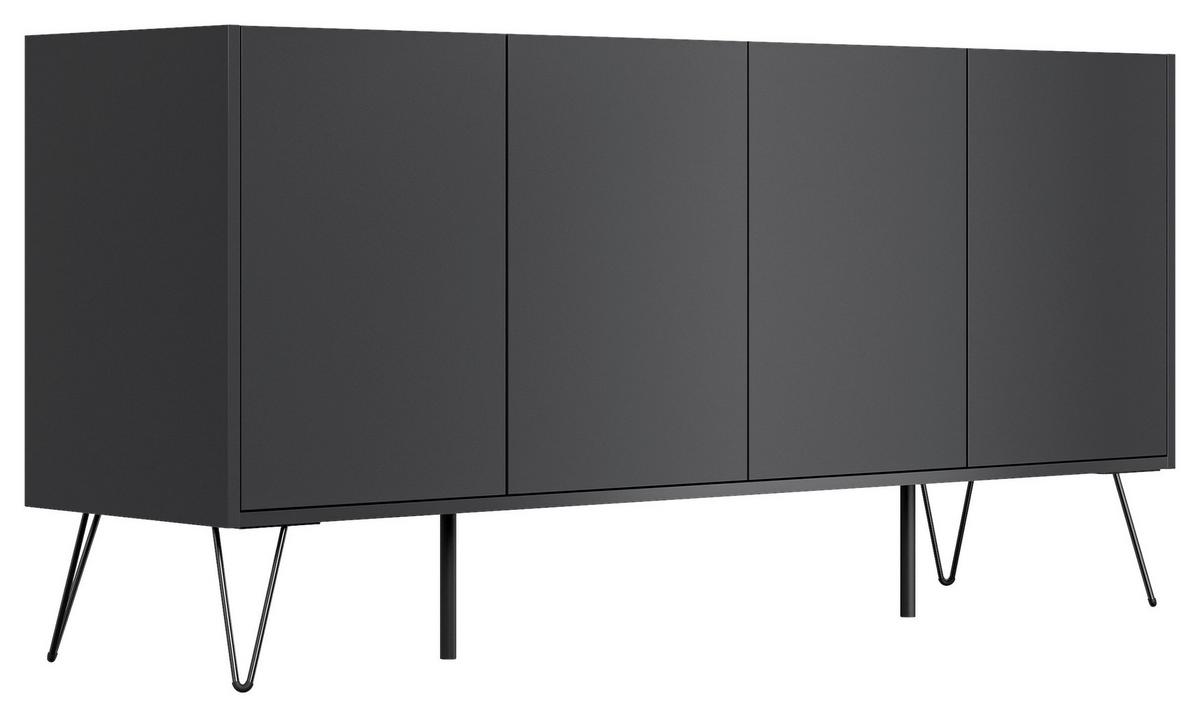 Sideboard Posseik Industrial Graphitfarben B: 155 cm - Schwarz/Graphitfarben, Design, Holzwerkstoff (155/75,8/42cm) - P & B