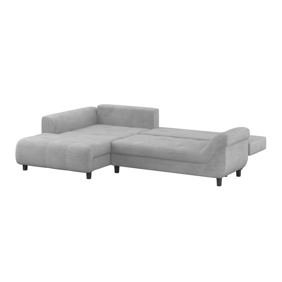 Ecksofa mit Schlaffunktion Mendoza New Chenille 197x309cm - Blaugrau/Schwarz, KONVENTIONELL, Textil (197/309cm) - Ondega