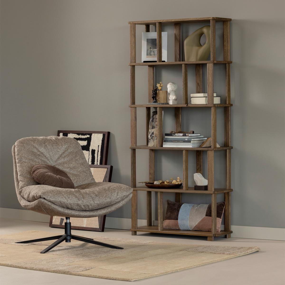 Sessel Arve Naturfarben B: 82cm - Schwarz/Naturfarben, Design, Textil (82/86/87cm) - Livetastic