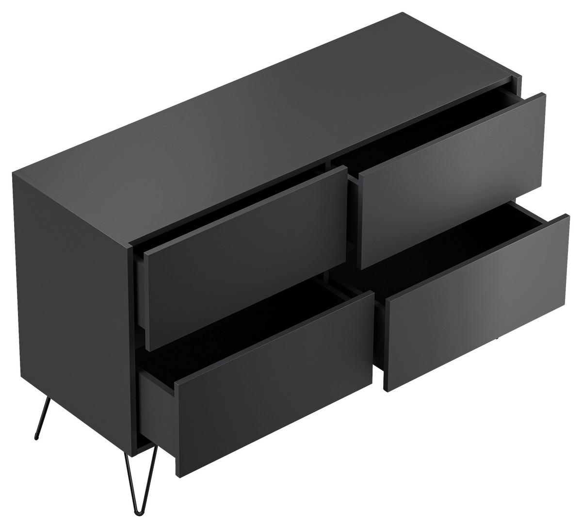 Sideboard Posseik Industrial Graphitfarben B: 119 cm - Schwarz/Graphitfarben, Design, Holzwerkstoff (119/75/42cm) - MID.YOU