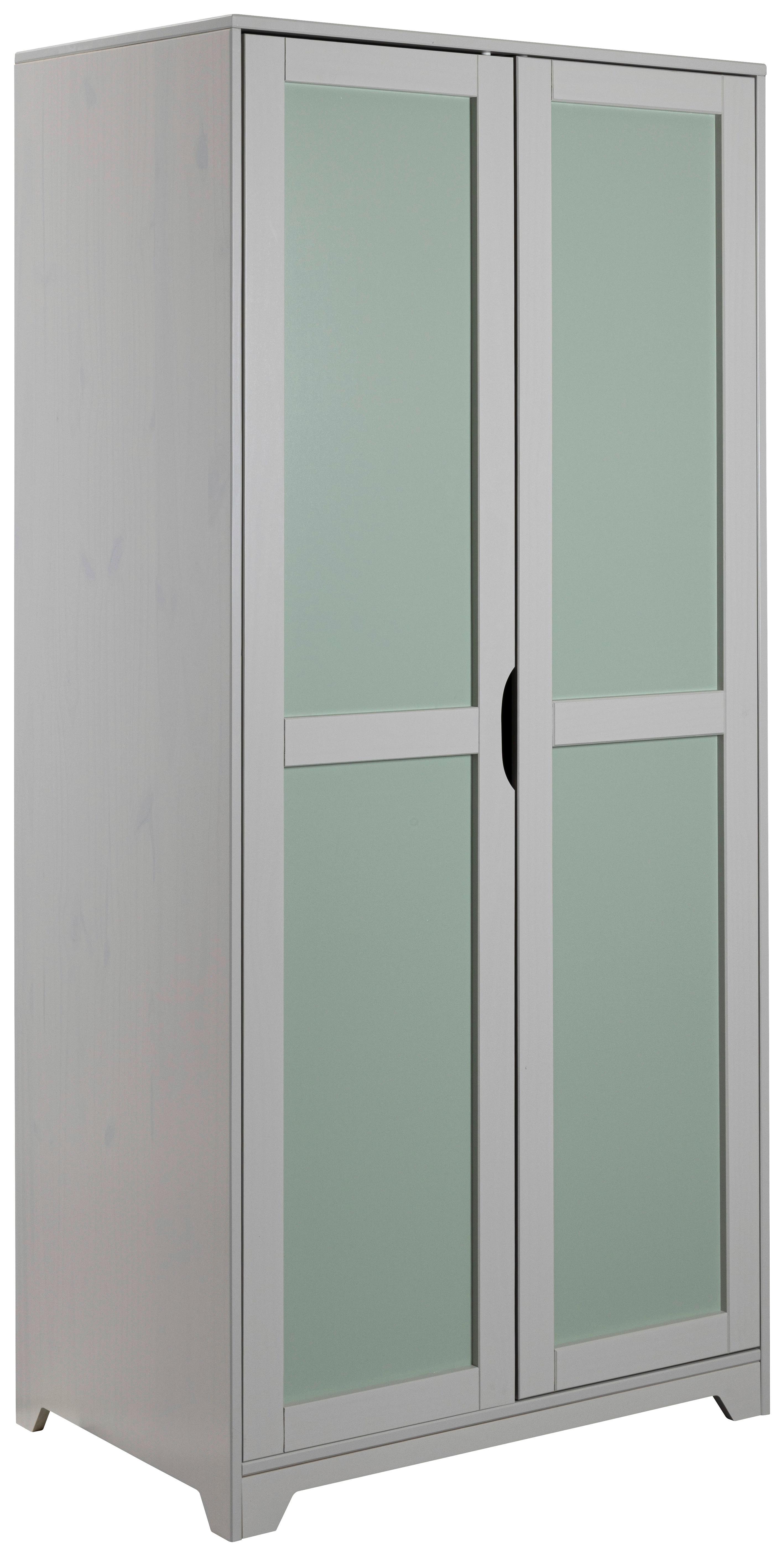 Drehtürenschrank 92cm Prati Hellgrau/Salbeigrün