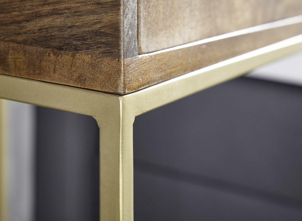 Nachtkästchen Braun Mangoholz Massiv H: 76 Cm - Goldfarben/Braun, MODERN, Holz (40/76/35cm) - MID.YOU