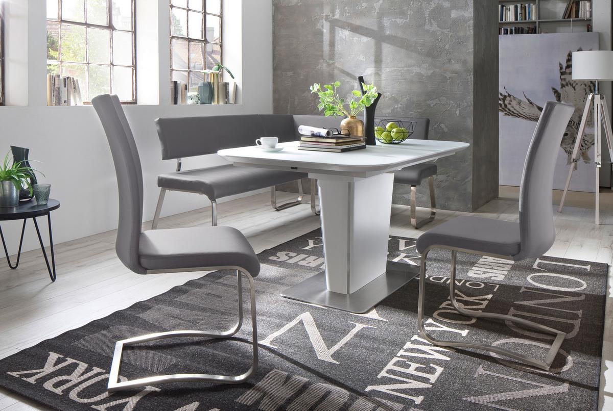 Eckbank Grau Lederlook Arco 200x150 cm - Edelstahlfarben/Grau, Design, Textil/Metall (200/150cm) - Livetastic