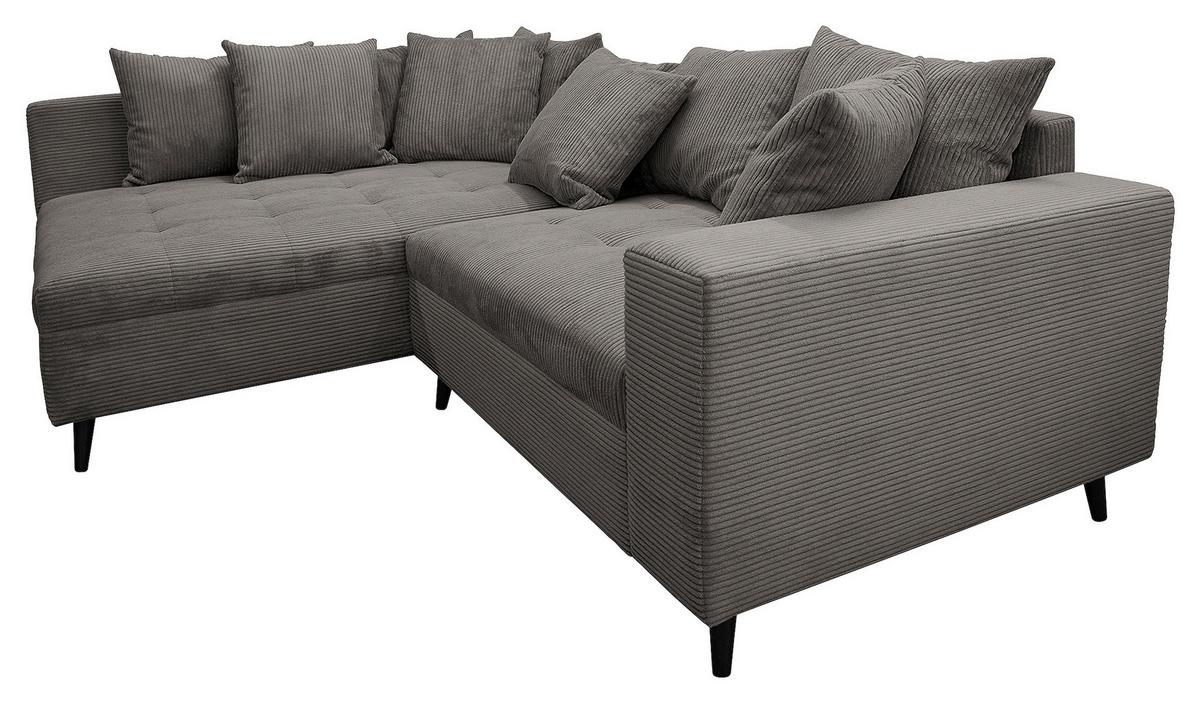 Ecksofa Pruno, Grau S: 174x247 cm - Schwarz/Grau, Design, Textil (174/247cm) - MID.YOU