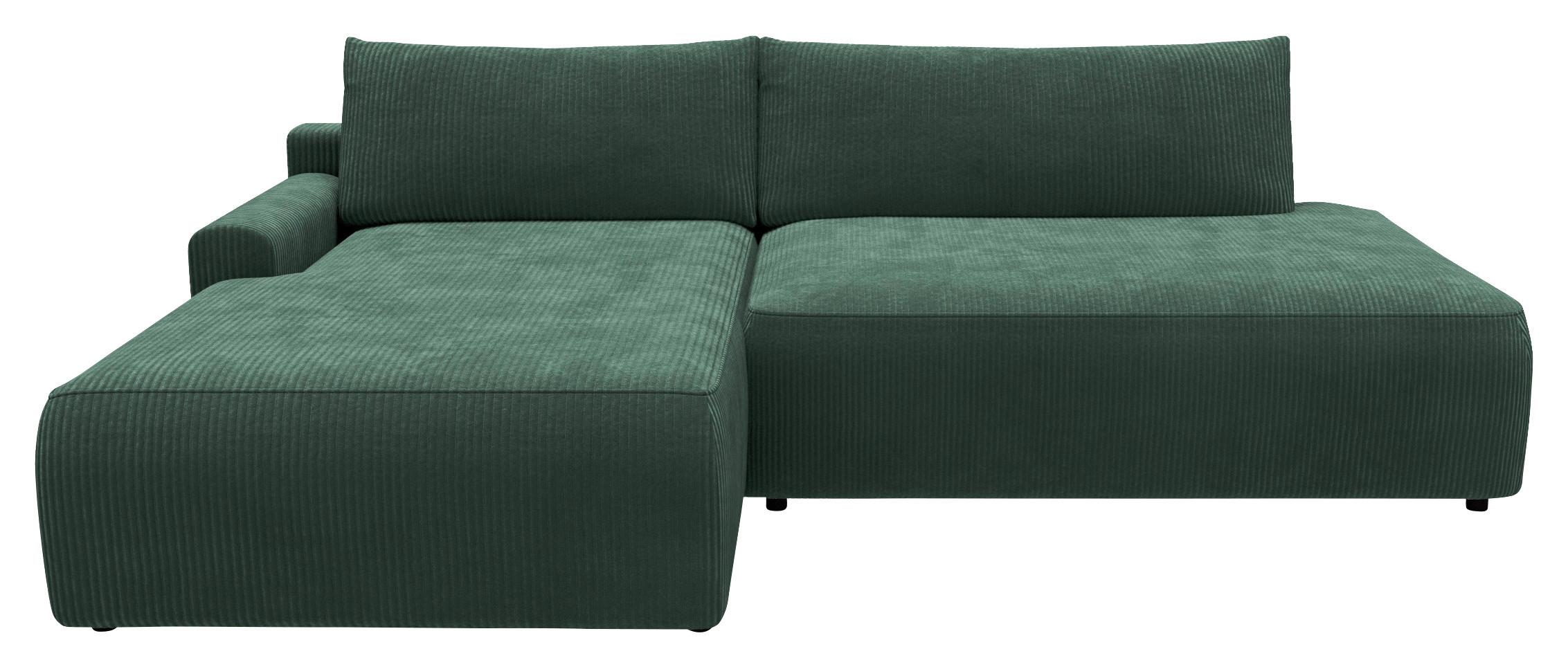 Eckschlafsofa Prag, D. Grün S: 167x253 - Dunkelgrün/Schwarz, MODERN, Textil (167/253cm) - Trendmanufaktur