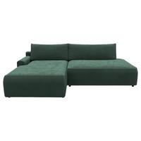 Eckschlafsofa Prag, D. Grün S: 167x253 - Dunkelgrün/Schwarz, MODERN, Textil (167/253cm) - Trendmanufaktur