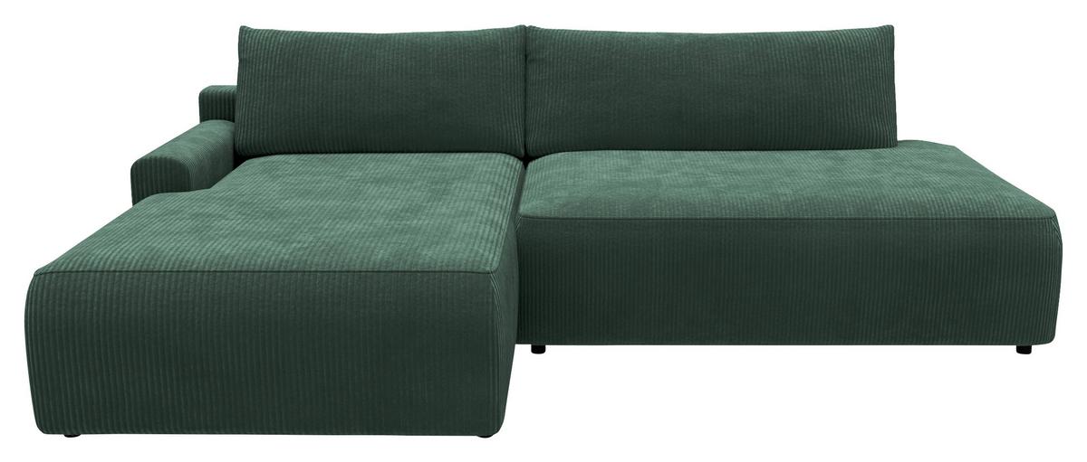 Eckschlafsofa Prag, D. Grün S: 167x253 - Dunkelgrün/Schwarz, MODERN, Textil (167/253cm) - Trendmanufaktur