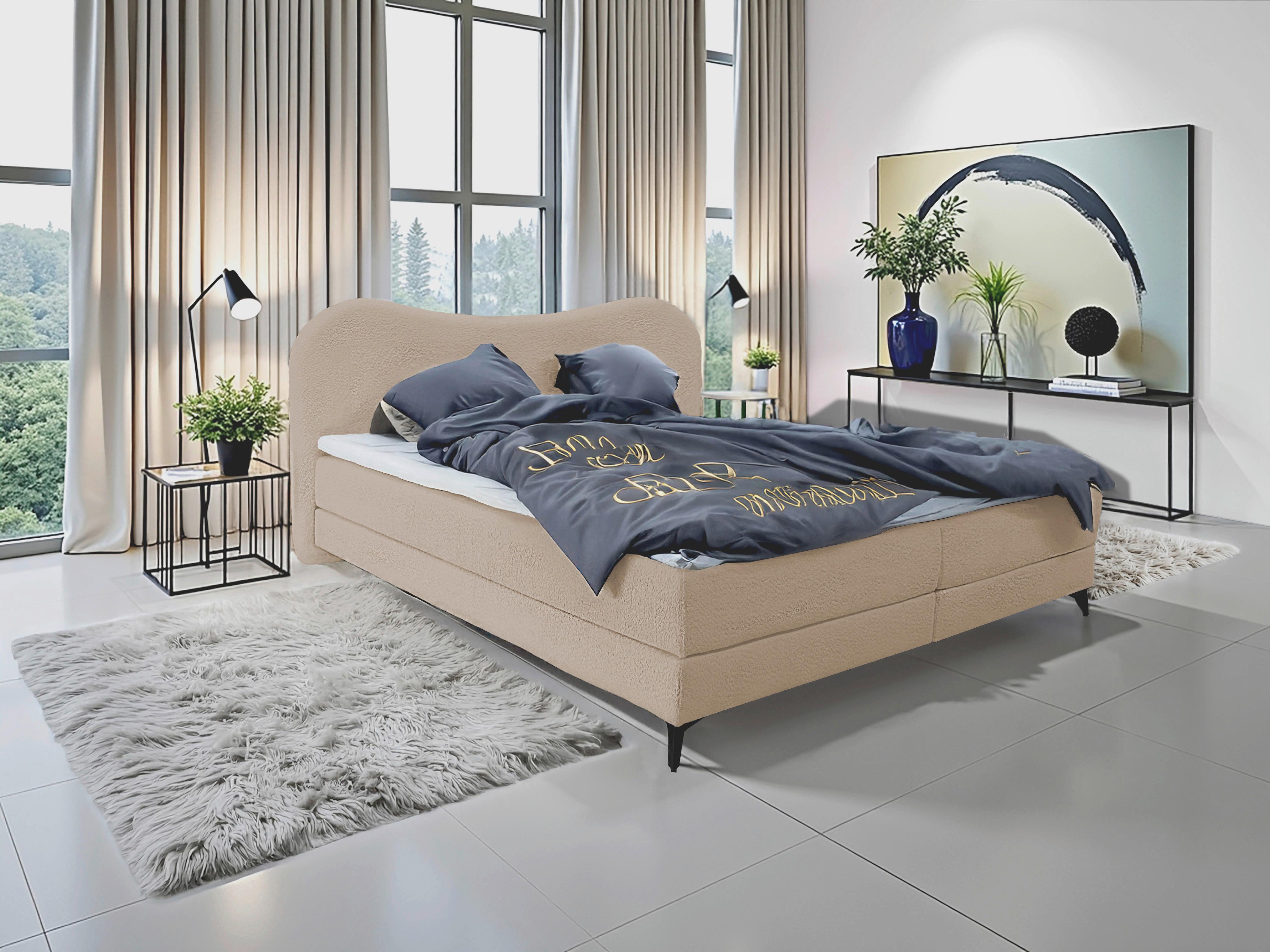 Polsterbett Pienza Sandfarben Lf: 160x200 Cm - Sandfarben/Schwarz, MODERN, Textil (160/200cm) - Livetastic