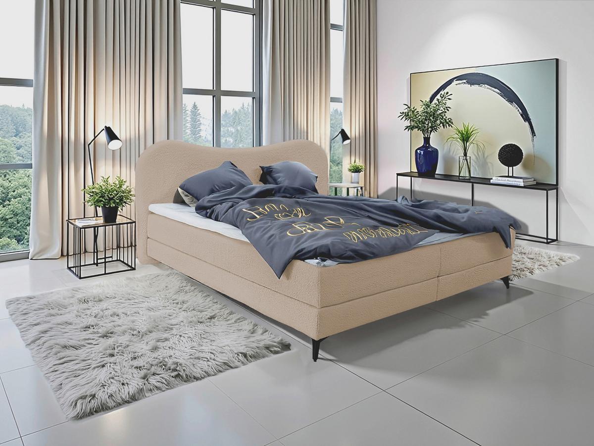 Polsterbett Pienza Sandfarben Lf: 180x200 cm - Sandfarben/Schwarz, MODERN, Textil (180/200cm) - Livetastic