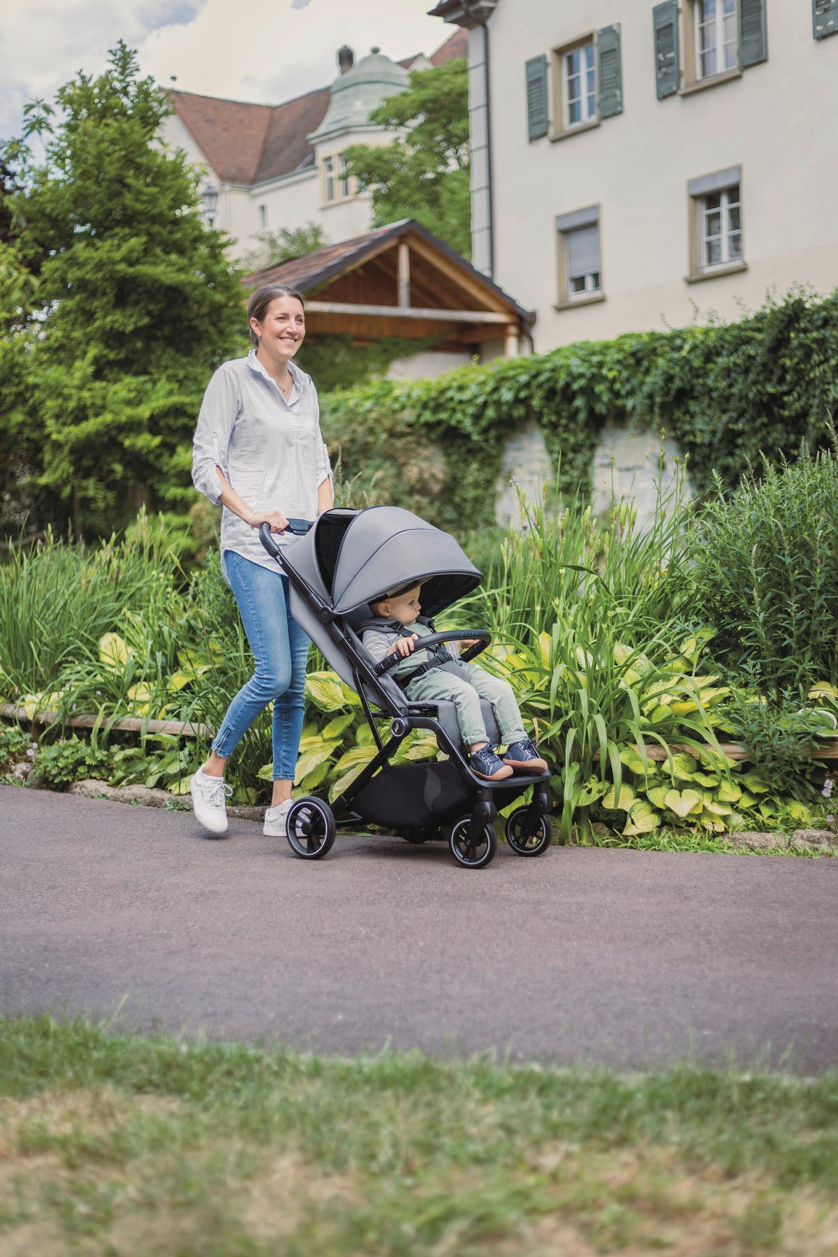 Buggy Boogy 2 Stone Grau, B/H/T: 51x105x84,5 - Dunkelgrau/Schwarz, Basics, Textil/Metall (51/105/84,5cm) - Osann
