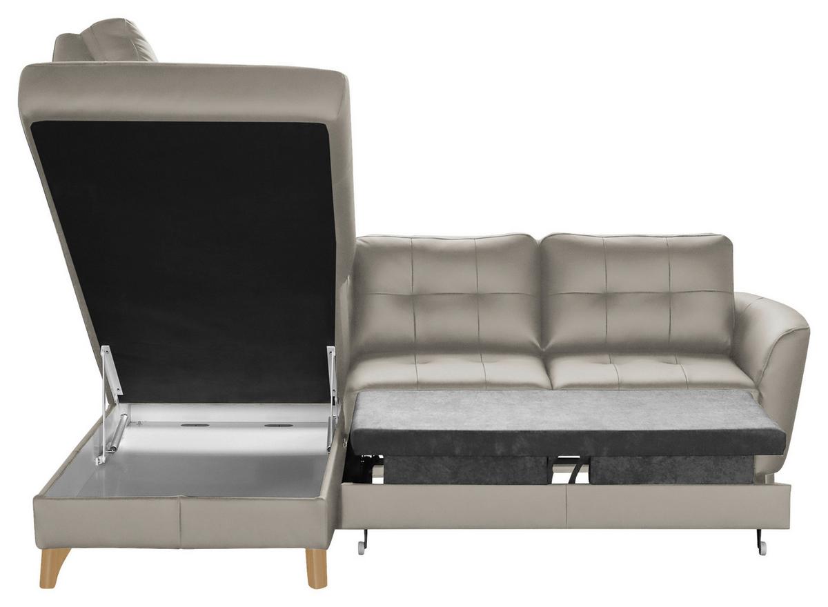 Ecksofa Nordic Plantinfarben S: 190x236 cm - Platinfarben/Buchefarben, Design, Leder/Textil (190/236cm) - Livetastic