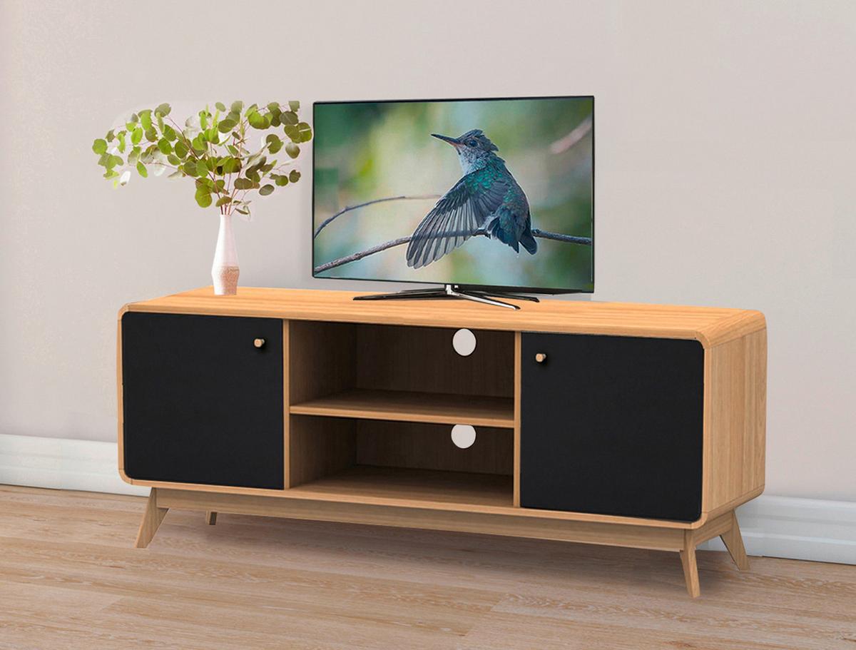 Lowboard Cassie Schwarz Eichefarben B: 140 cm - Eichefarben/Schwarz, Design, Holz/Holzwerkstoff (140/53/39cm) - MID.YOU