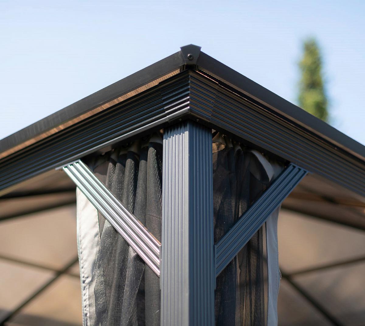 Pavillon Verona 298x298 cm wetterfest Gartenpavvilon - Anthrazit, Basics, Kunststoff/Metall (298/261/298cm)