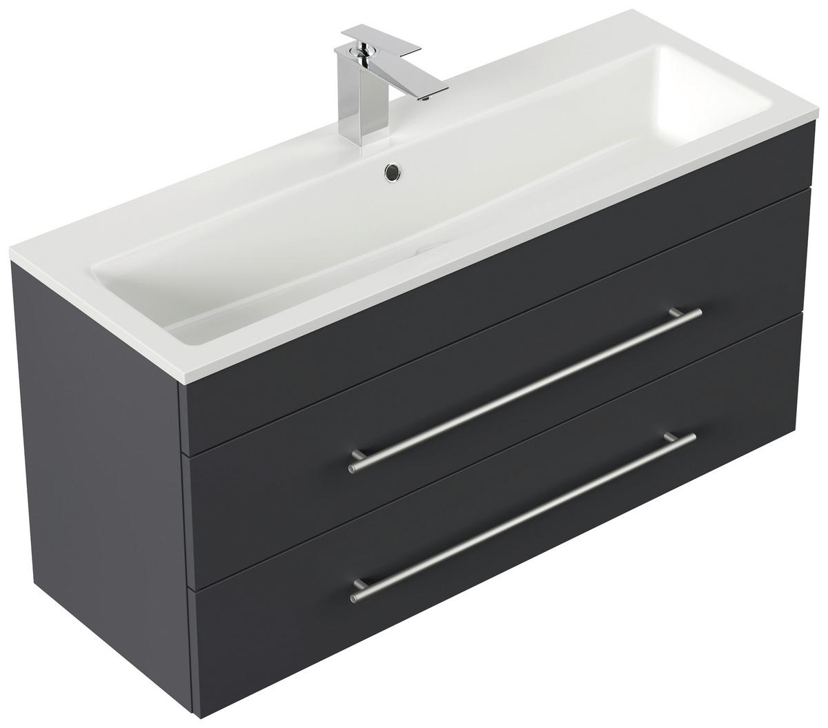 Badezimmer Portus Graphitfarben B: 100 Cm - Graphitfarben/Weiß, MODERN, Keramik/Holzwerkstoff (100cm) - MID.YOU