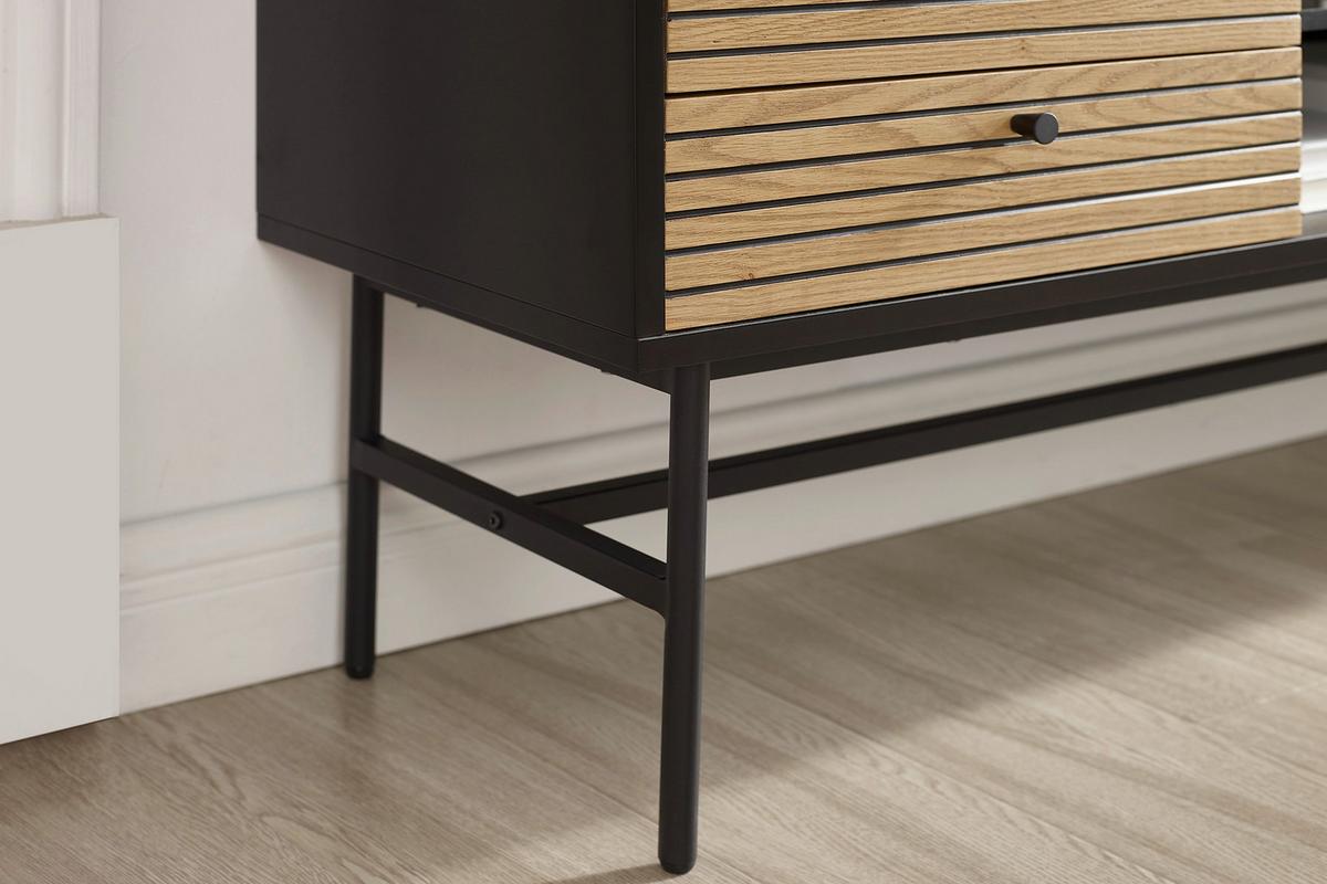 Lowboard Schwarz, Eichefarben B: 150cm - Eichefarben/Schwarz, Design, Holz/Holzwerkstoff (150/60/40cm) - Livetastic