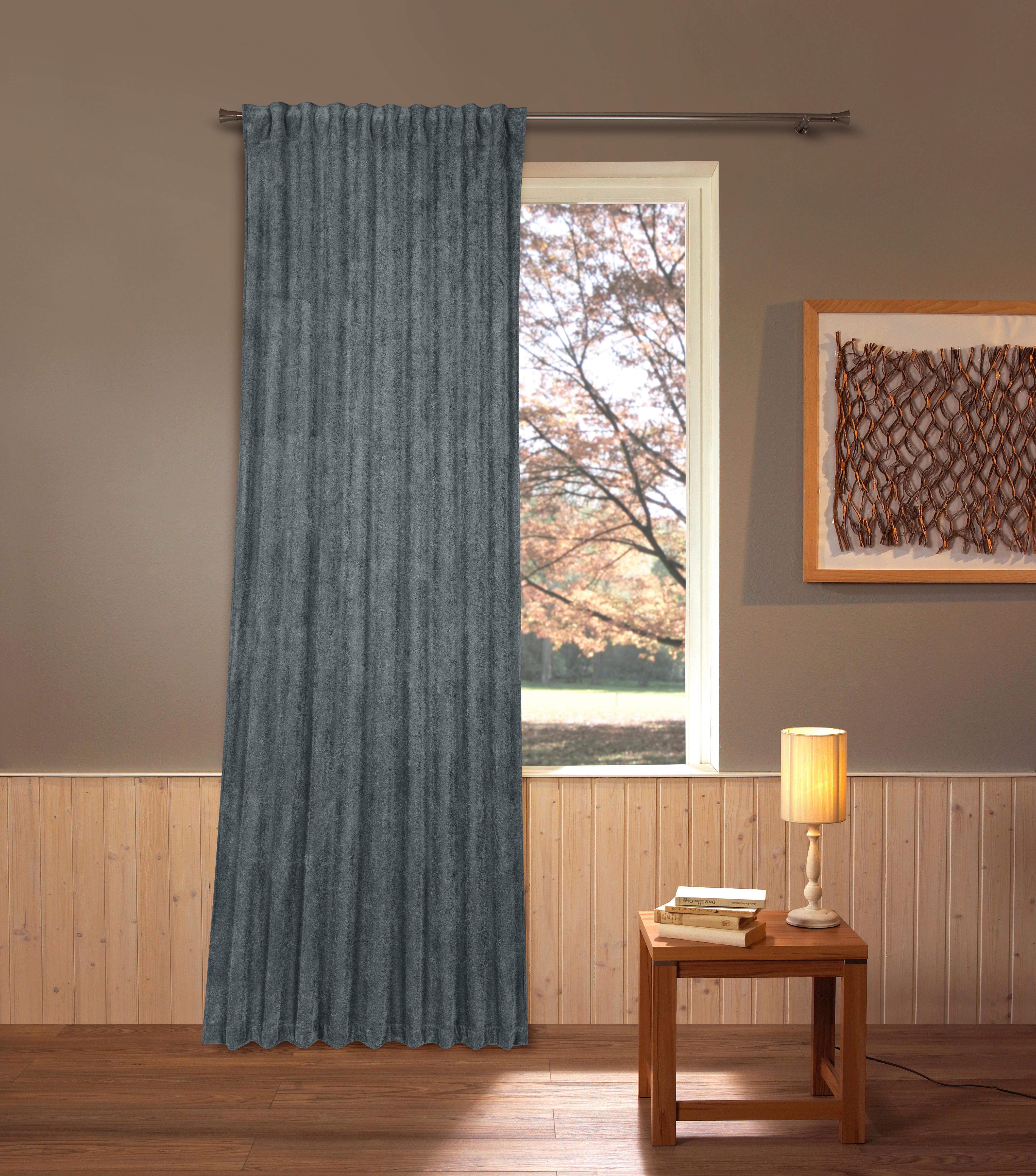 Fertigvorhang Anika - Anthrazit, ROMANTIK / LANDHAUS, Textil (140/245cm) - James Wood