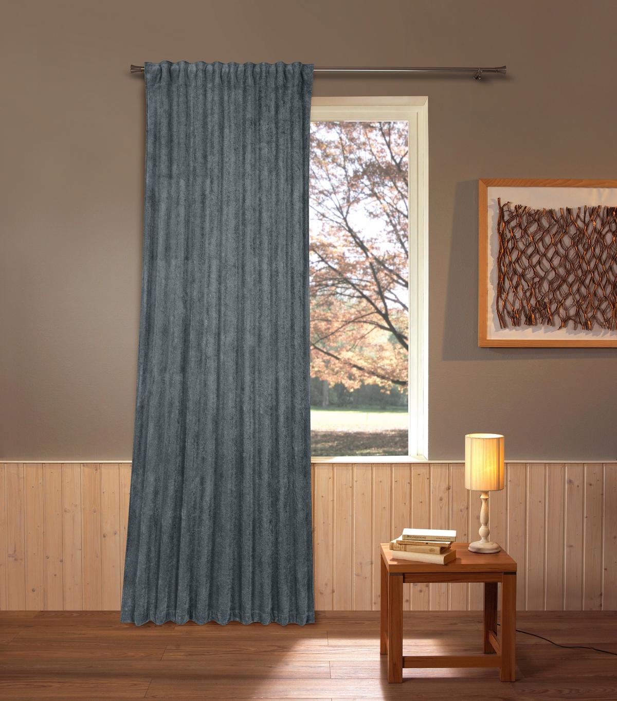 Fertigvorhang Anika - Anthrazit, ROMANTIK / LANDHAUS, Textil (140/245cm) - James Wood