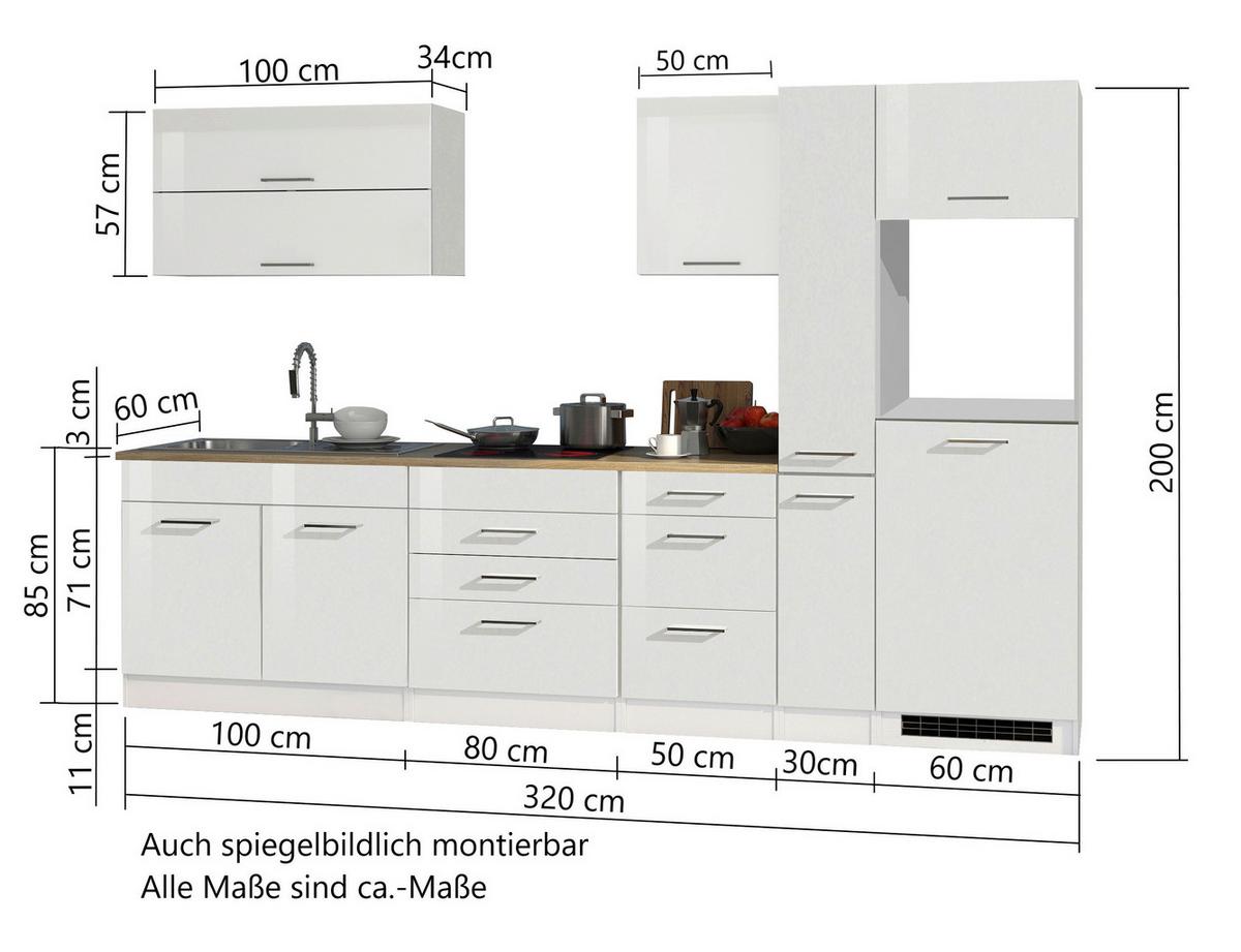 Küchenleerblock Mailand Graphitfarben B: 320cm - Graphitfarben/Sonoma Eiche, MODERN, Holzwerkstoff (320cm) - Held
