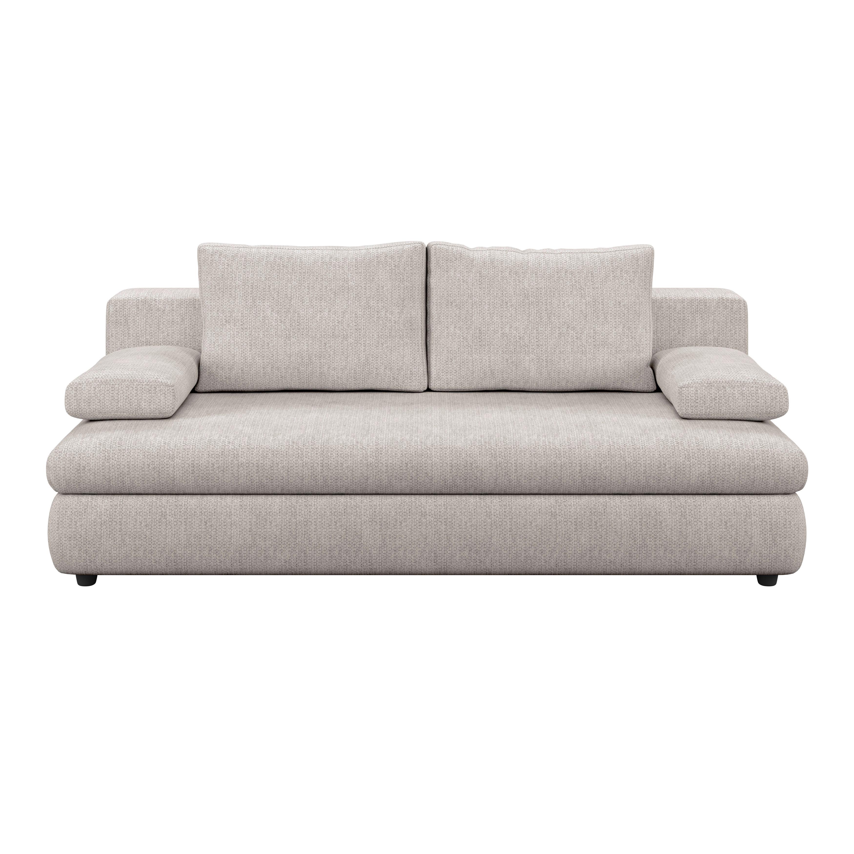 3-Sitzer-Sofa Mit Schlaffunktion Olso Beige - Beige/Schwarz, Trend, Holz/Kunststoff (205/72/100cm)