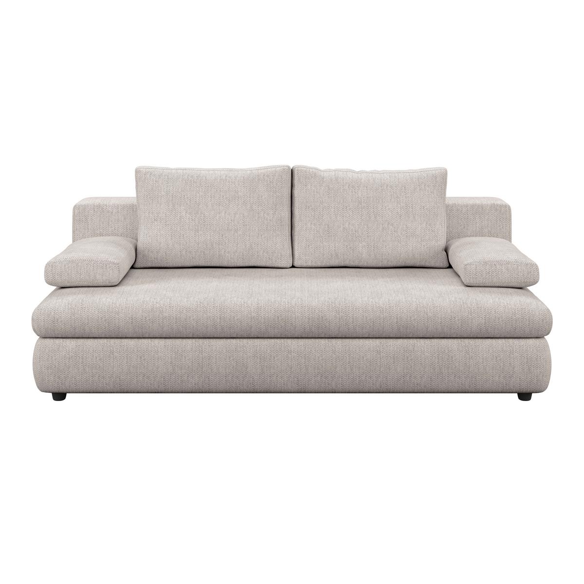 3-sitzer-sofa Mit Schlaffunktion Olso Beige - Beige/Schwarz, Trend, Holz/Kunststoff (205/72/100cm)