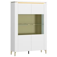 Vitrin Lazio - arany/fehér, Trend, faalapú anyag/Üveg (110,4/169,2/40cm)