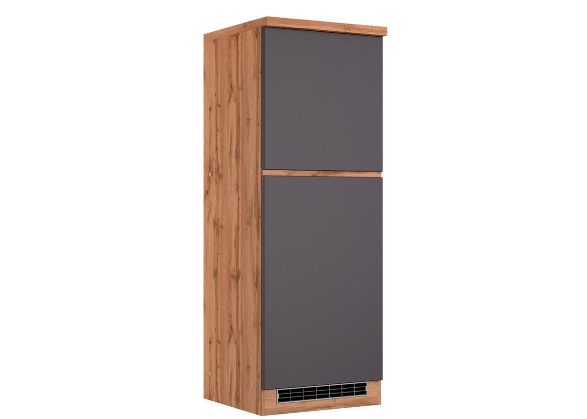 Kühlschrank-umbauschrank Turin B: 60 Cm Grau/wotaneiche Dekor - Eiche Wotan/Grau, Design, Holzwerkstoff (60/166/60cm) - Held