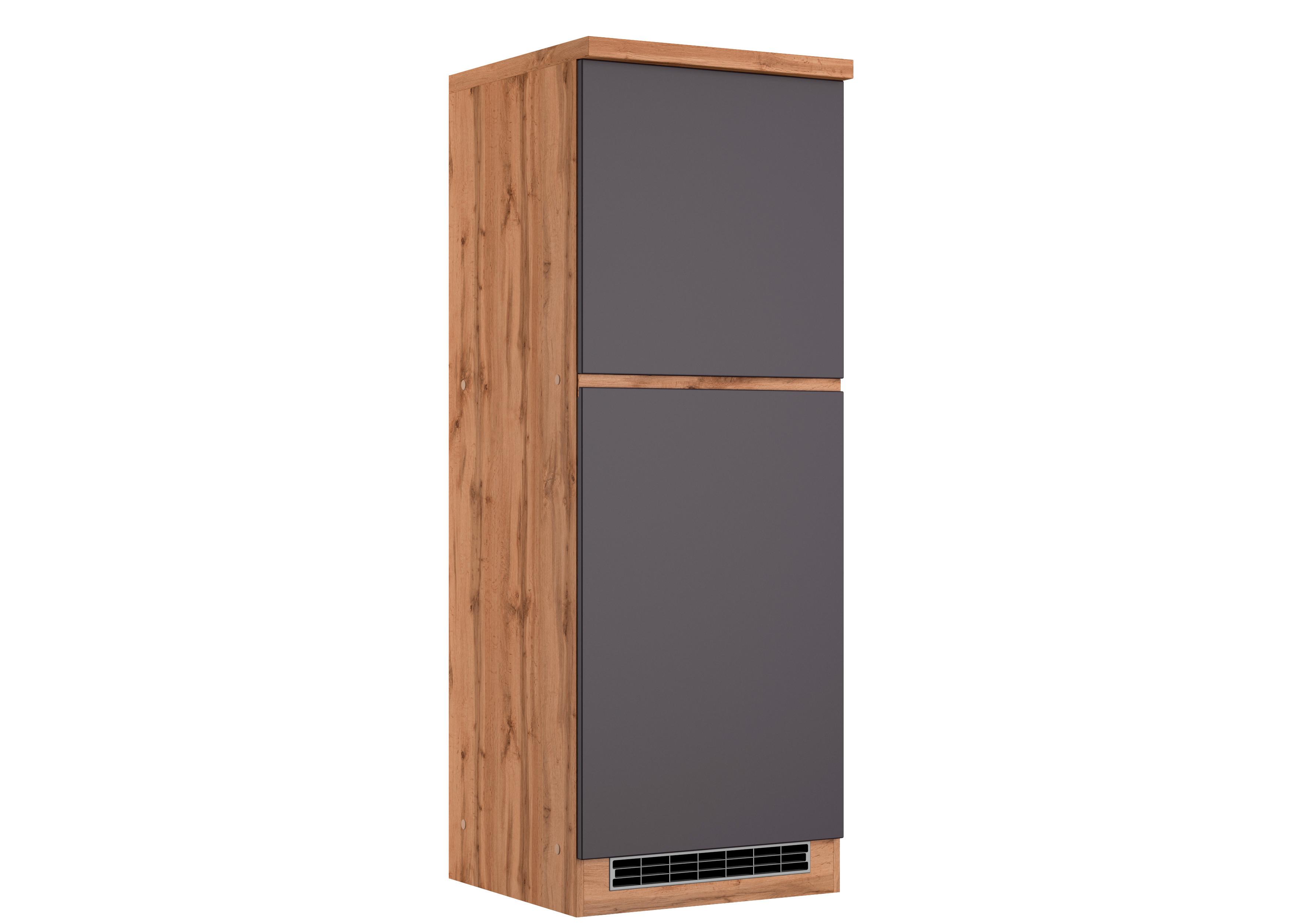 Kühlschrank-Umbauschrank Turin B: 60 cm Grau/Wotaneiche Dekor