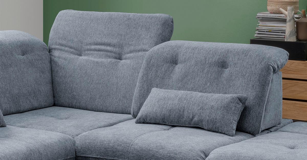 Ecksofa Mit Schlaffunktion Dalida Blau Chenille - Chromfarben/Blau, Design, Textil (280/254cm) - Livetastic