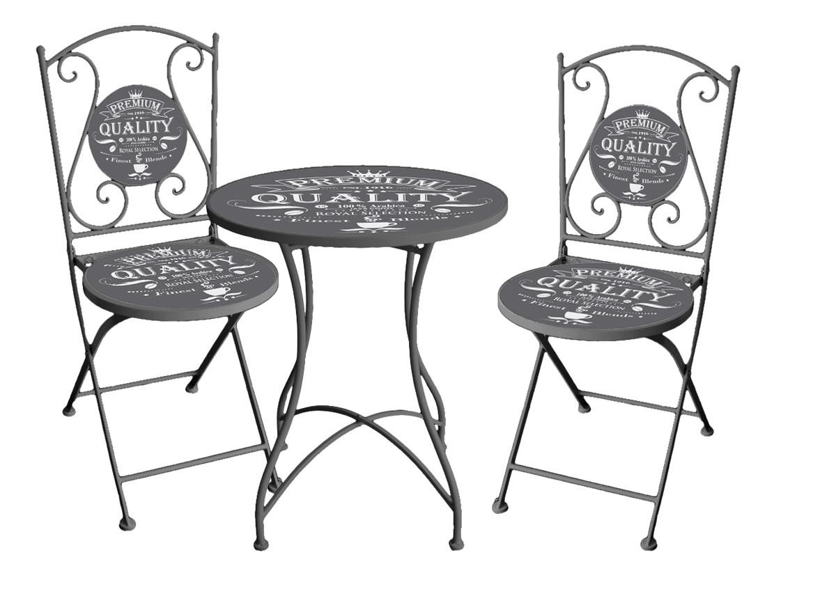 Balkonset Dunkelgrau D: 60 Cm 3-Teilig - Dunkelgrau, Basics, Metall (60/70cm) - Gardenson