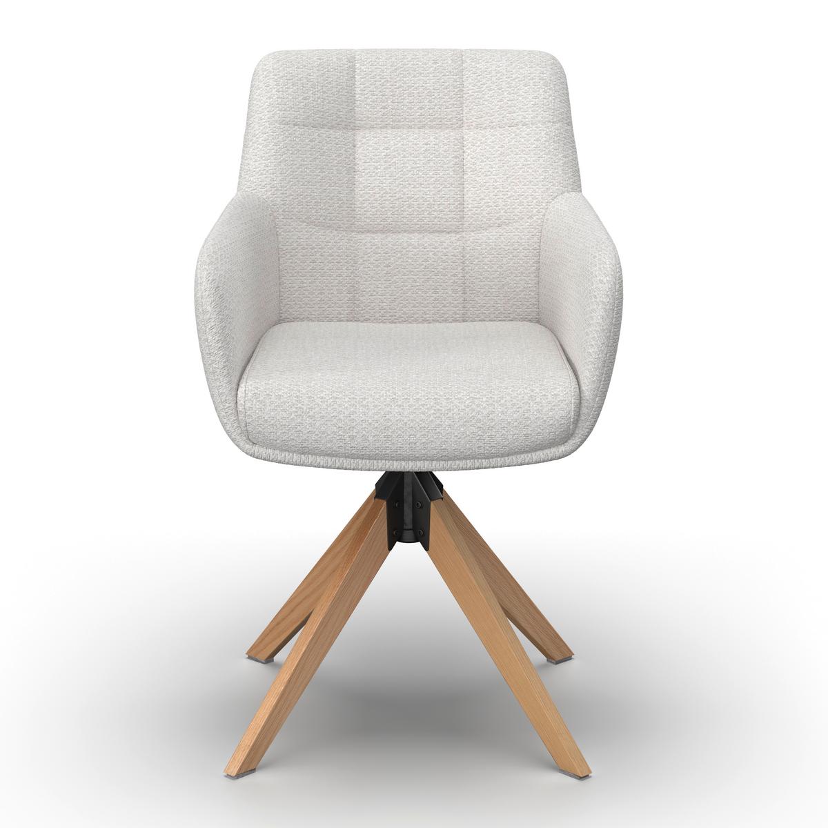 Stolička s podrúčkami MAILO - prírodná farba/svetlosivá, Modern, kov/drevo (56/92/62cm) - Bessagi Home