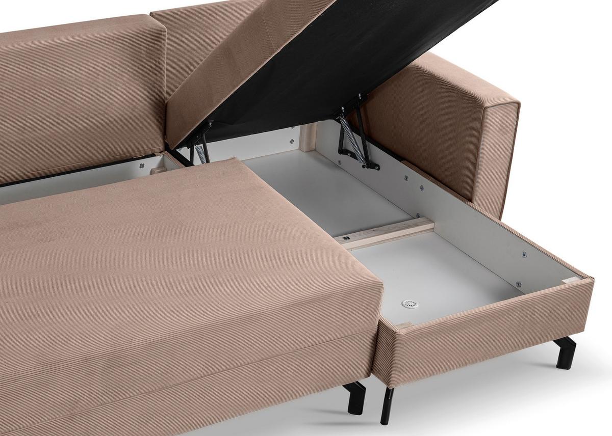 Ecksofa Marti Altrosa S: 230x148cm - Schwarz/Altrosa, Basics, Holz/Textil (230/148cm) - MID.YOU