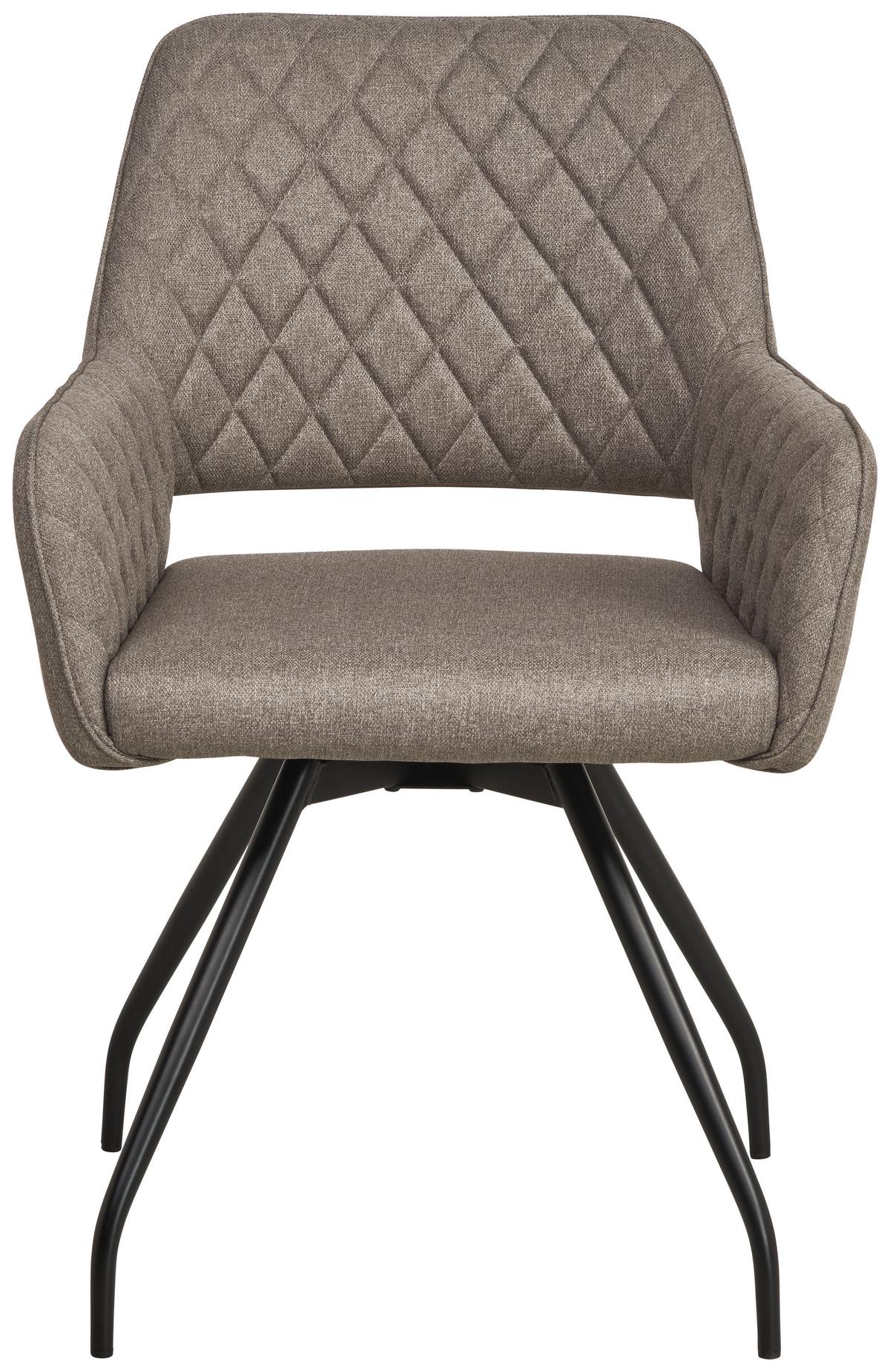 Armlehnstuhl Pam Hellgrau, Sitzfl. 360° Drehbar - Hellbraun/Schwarz, KONVENTIONELL, Holz/Textil (57/85.5/60cm) - MID.YOU