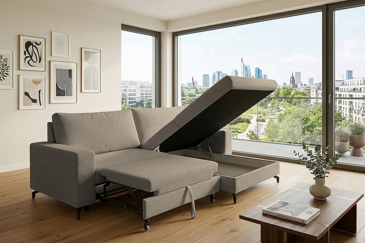 Ecksofa Clara Beige B: 240 Cm - Beige, MODERN, Textil (240/87/177cm)